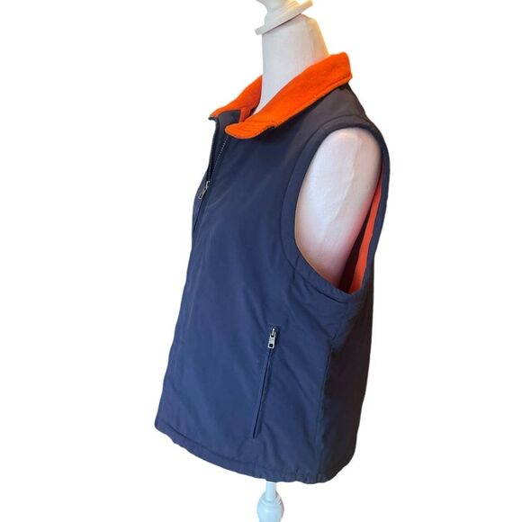 LL Bean Vest Fleece Lined Navy and Orange Womens Size Medium - Picture 4 of 12